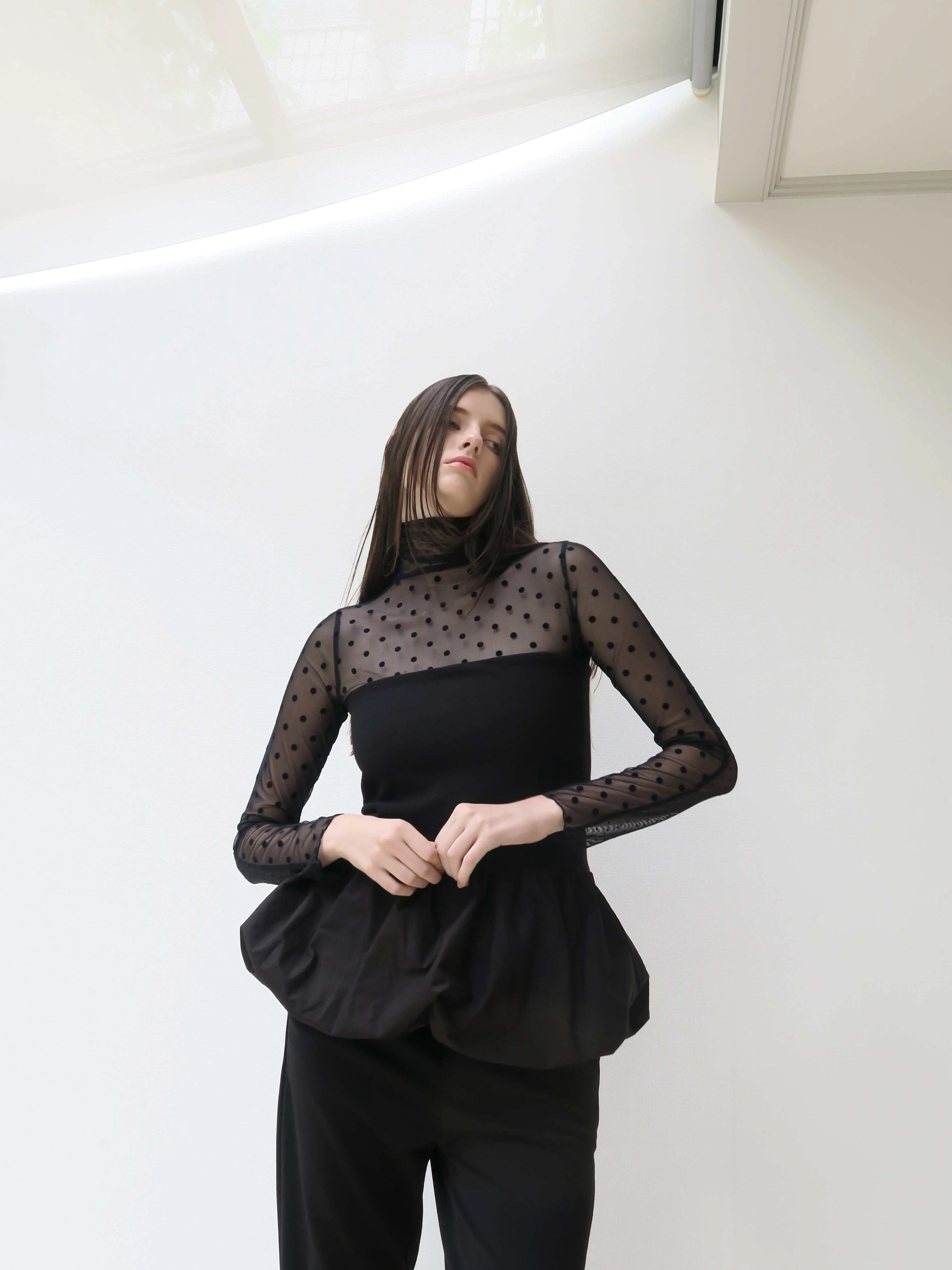 SHEER DOT TURTLE TOPS