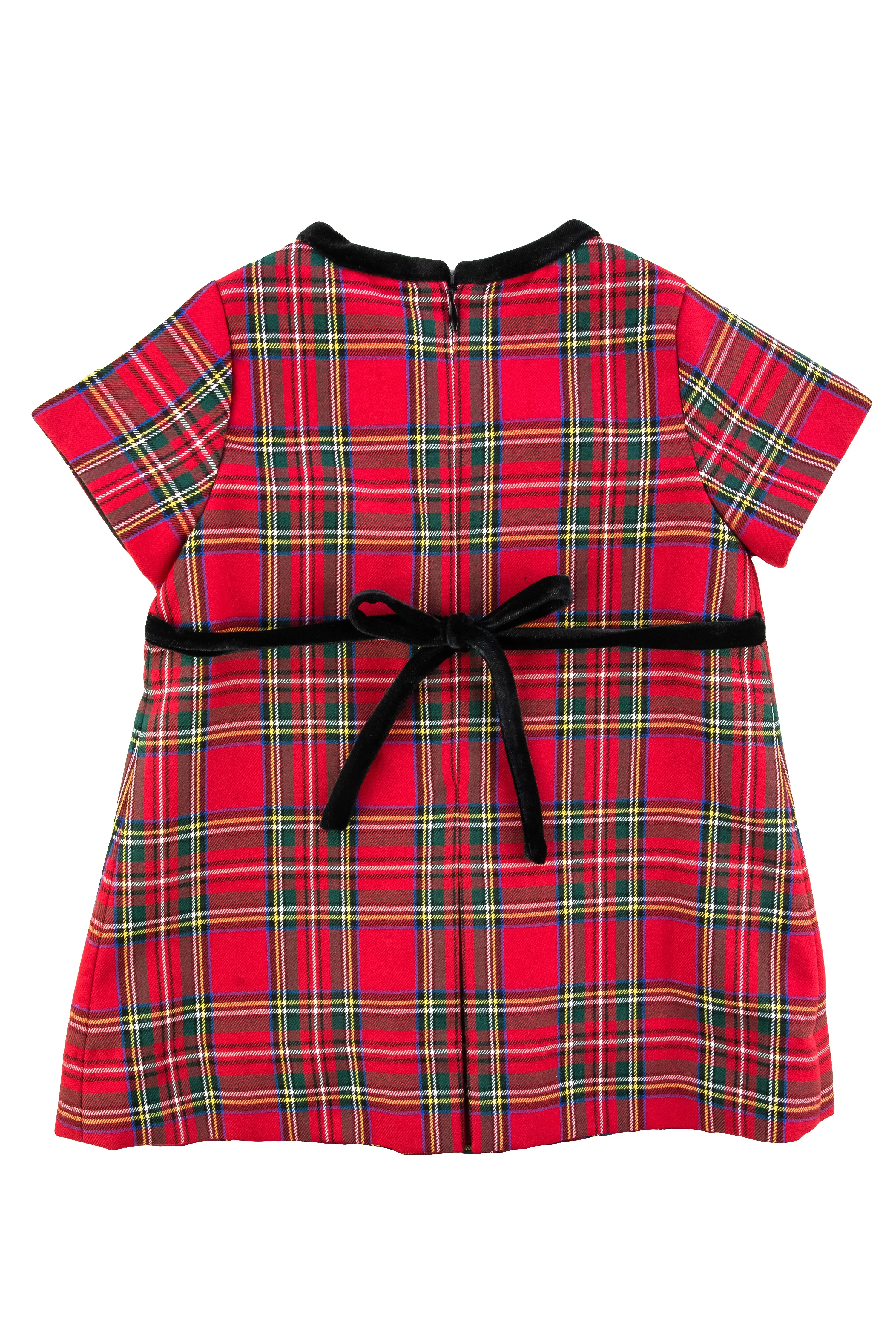 Tartan Plaid Dress With Pleat And Bow
