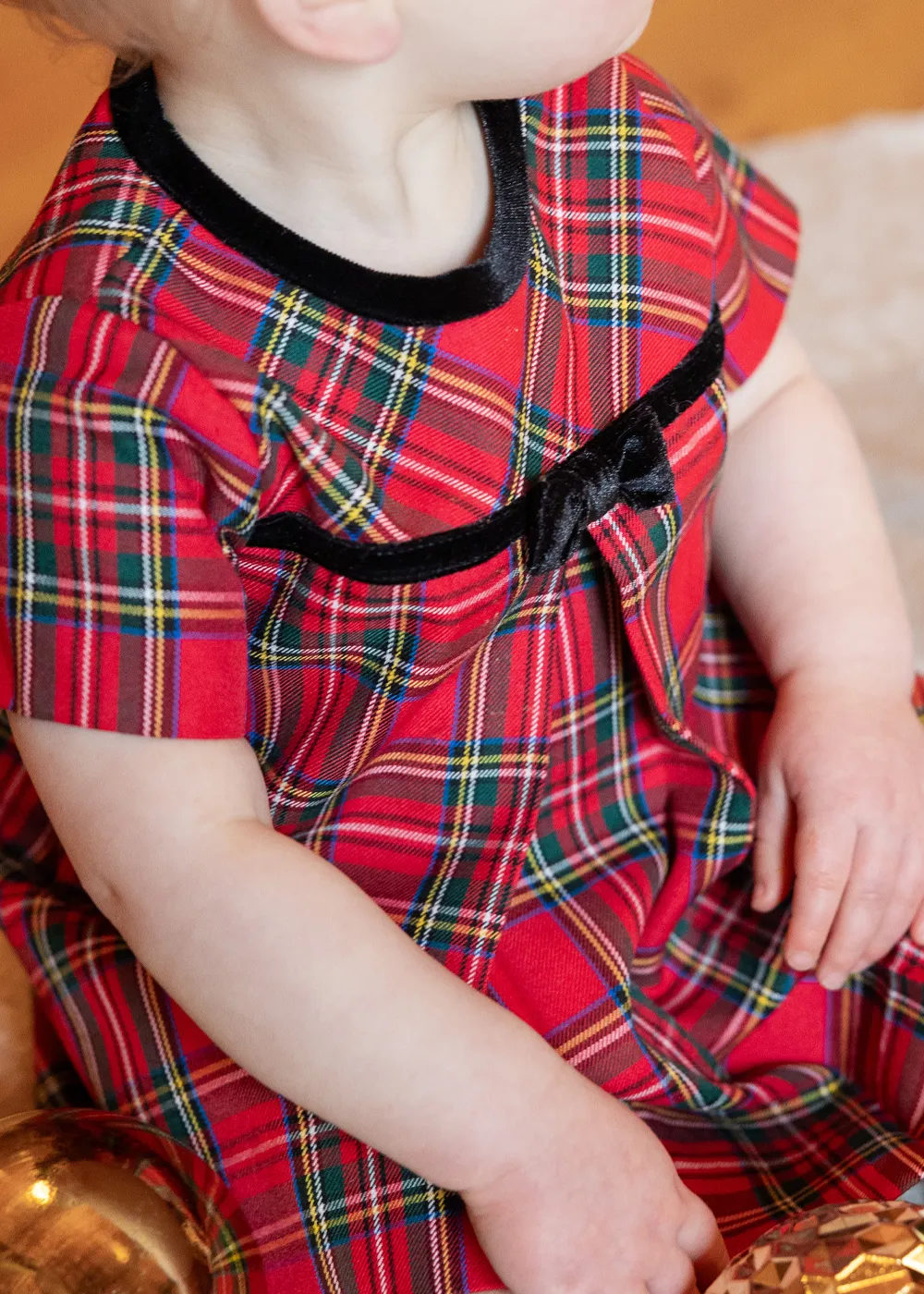 Tartan Plaid Dress With Pleat And Bow