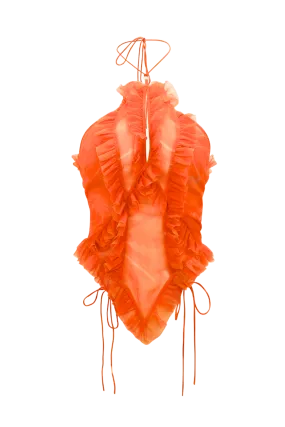 Tina Ruffle Halter Top - Cayenne