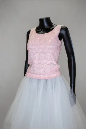 Vintage 1960s Pink Sequin Tassel Top