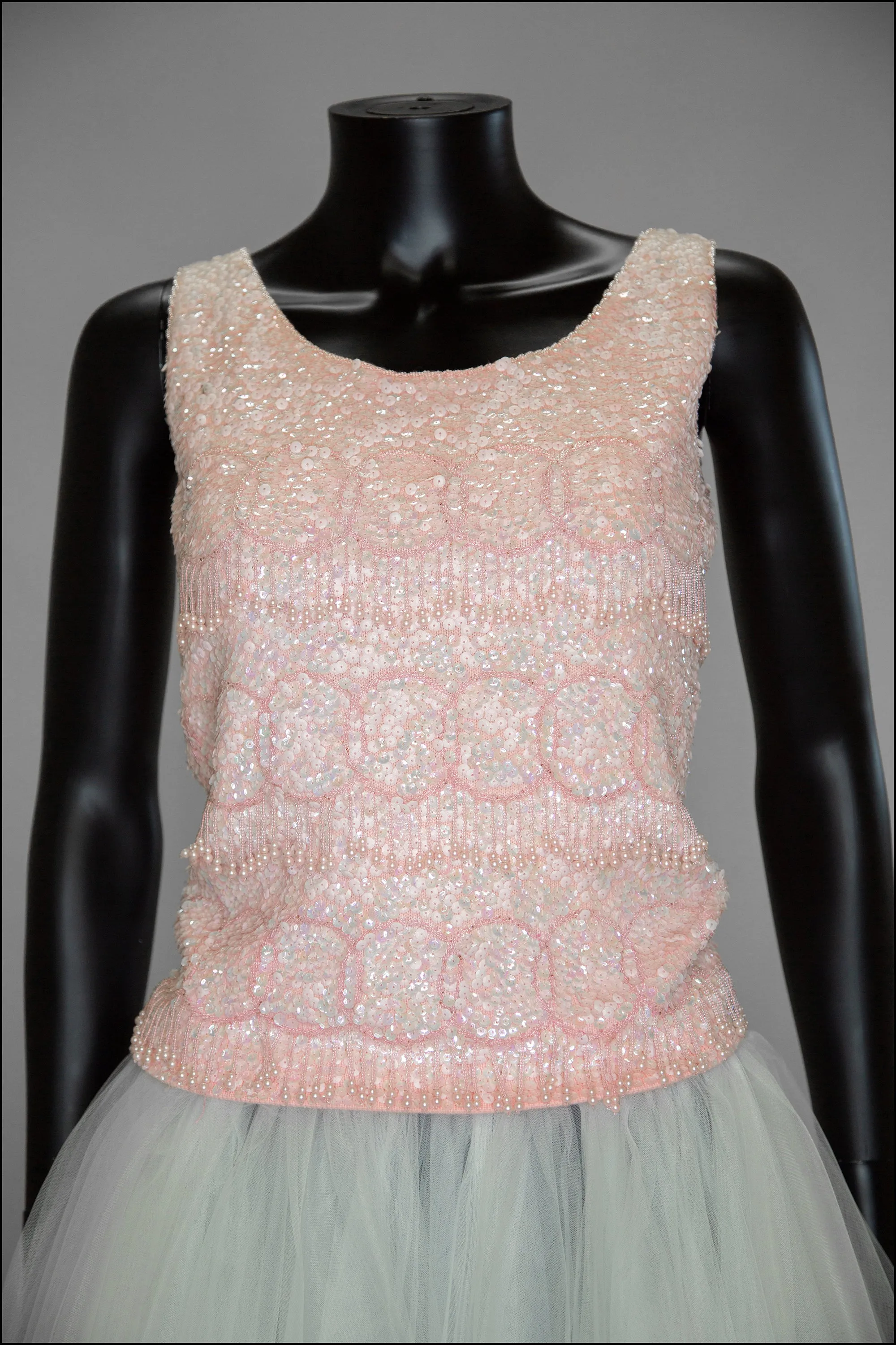 Vintage 1960s Pink Sequin Tassel Top