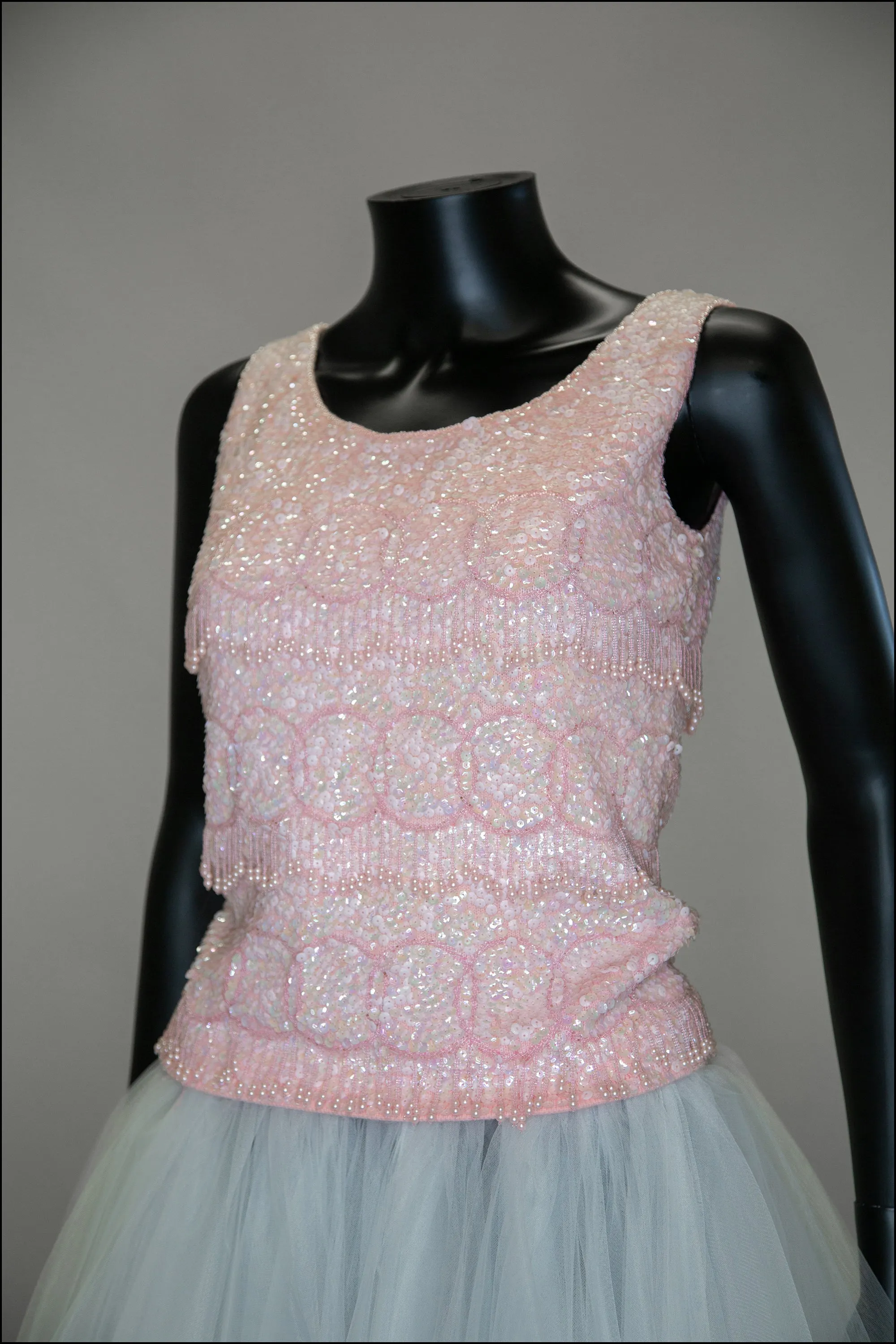 Vintage 1960s Pink Sequin Tassel Top