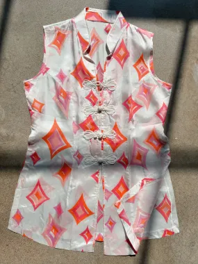 Vintage Side Slit Sleeveless Blouse (XS)