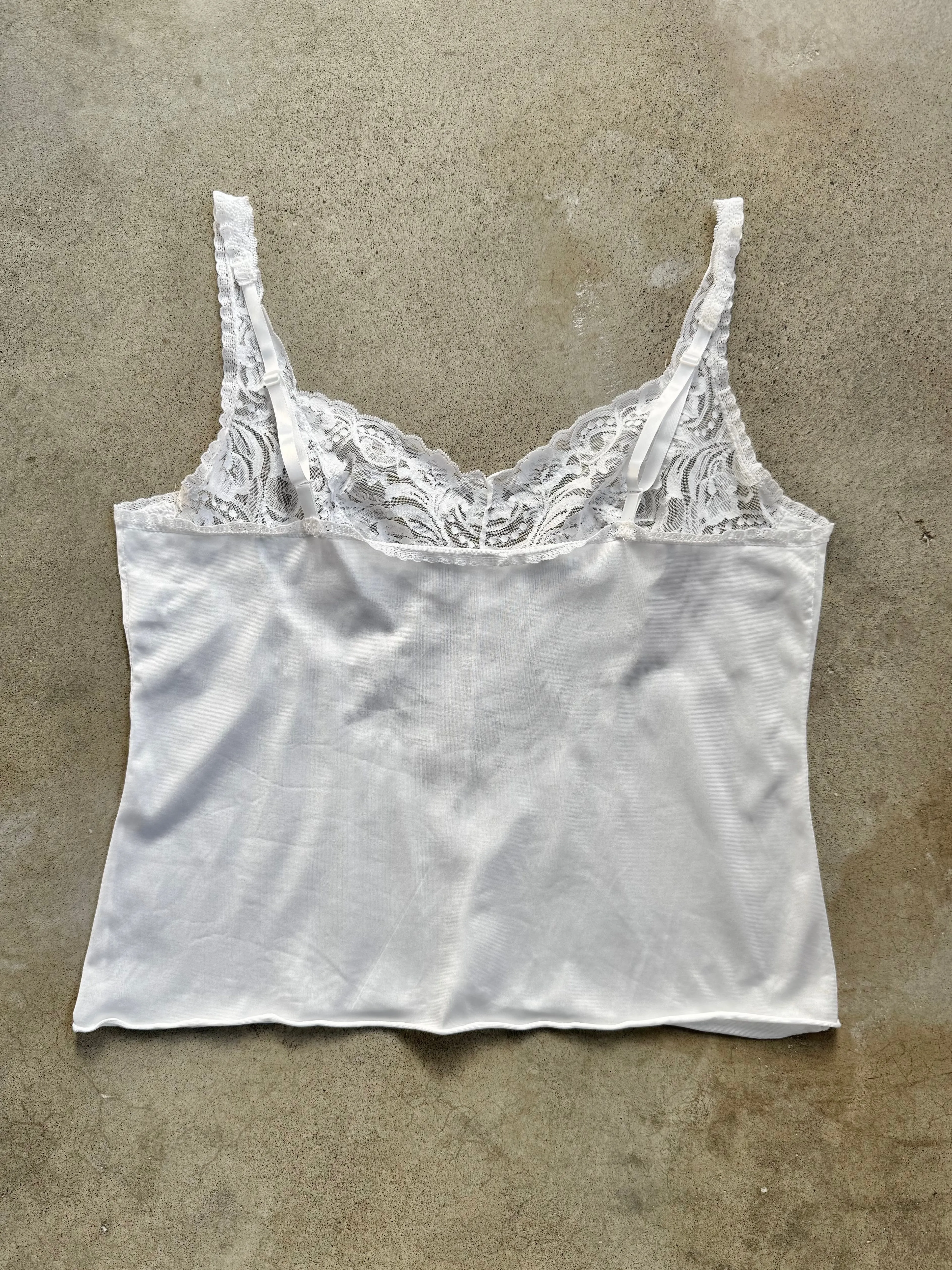 Vintage Vanity Fair White Lace Front Camisole (L)
