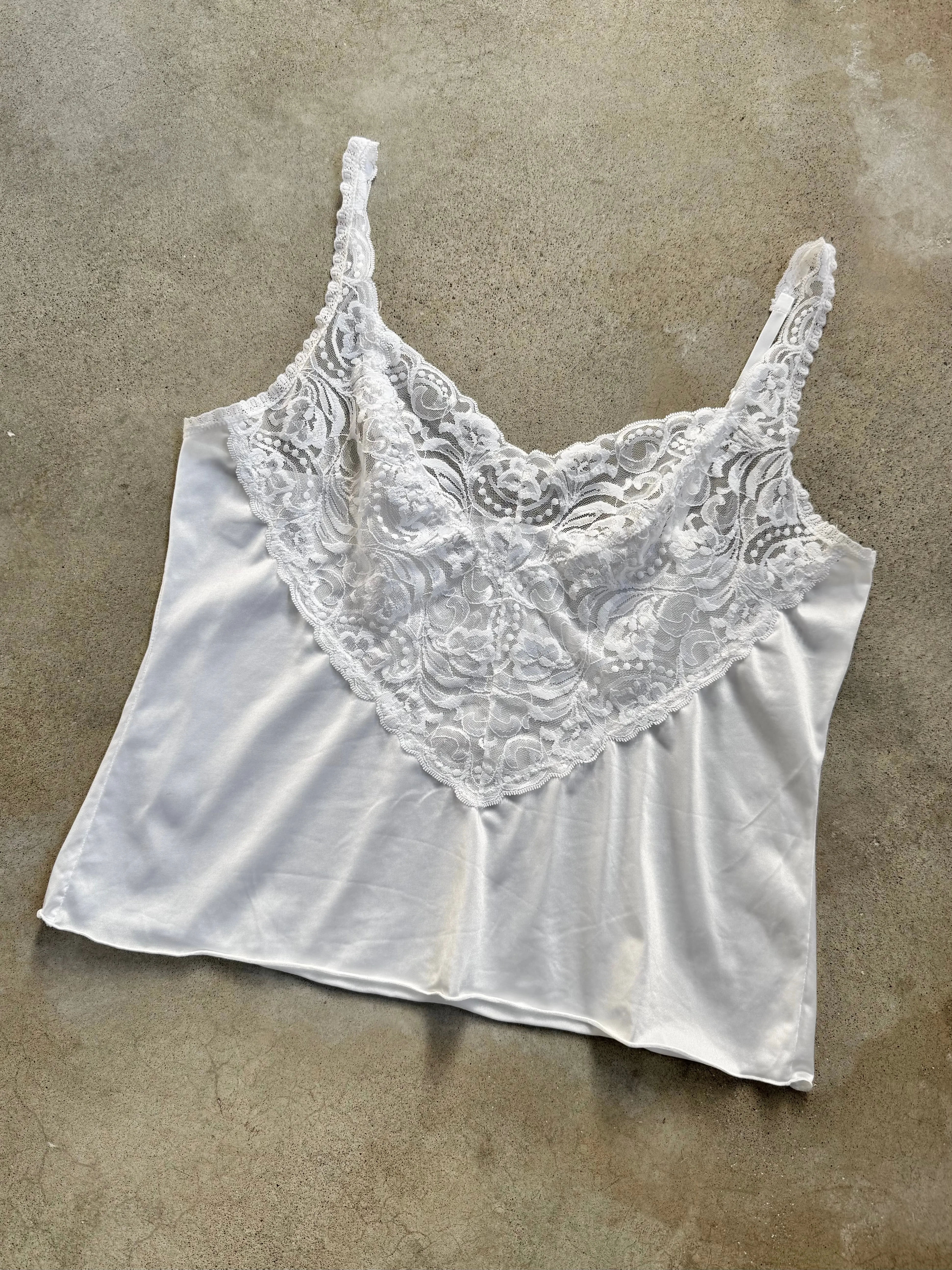 Vintage Vanity Fair White Lace Front Camisole (L)