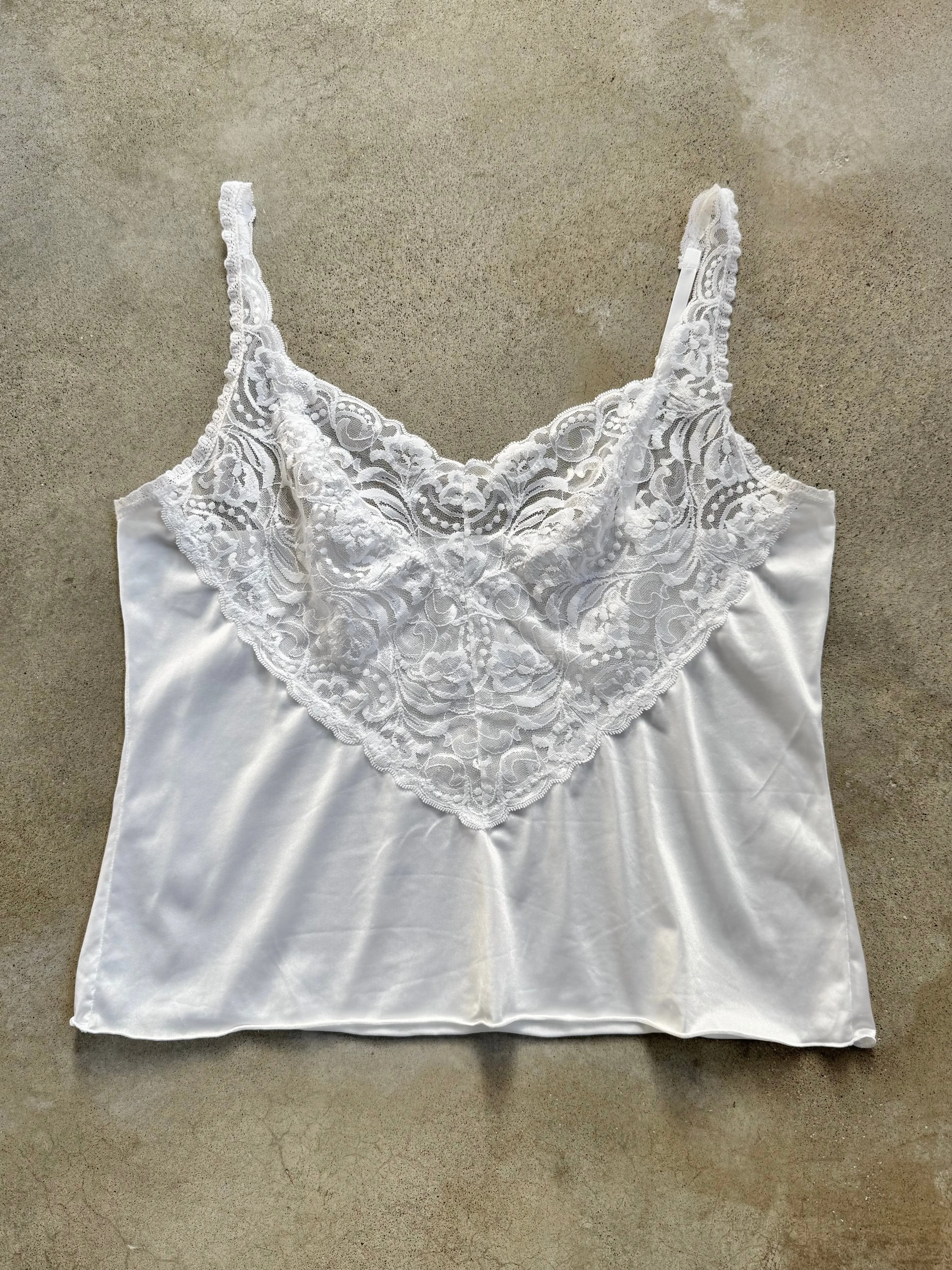 Vintage Vanity Fair White Lace Front Camisole (L)