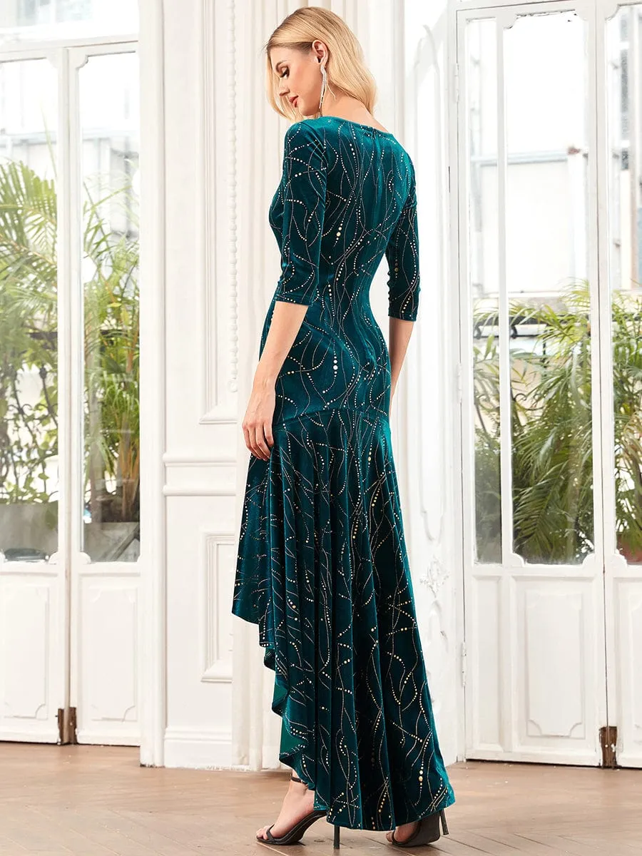 Women's Stylish Bodycon High-Low Velvet Party Dress(Final Sale)